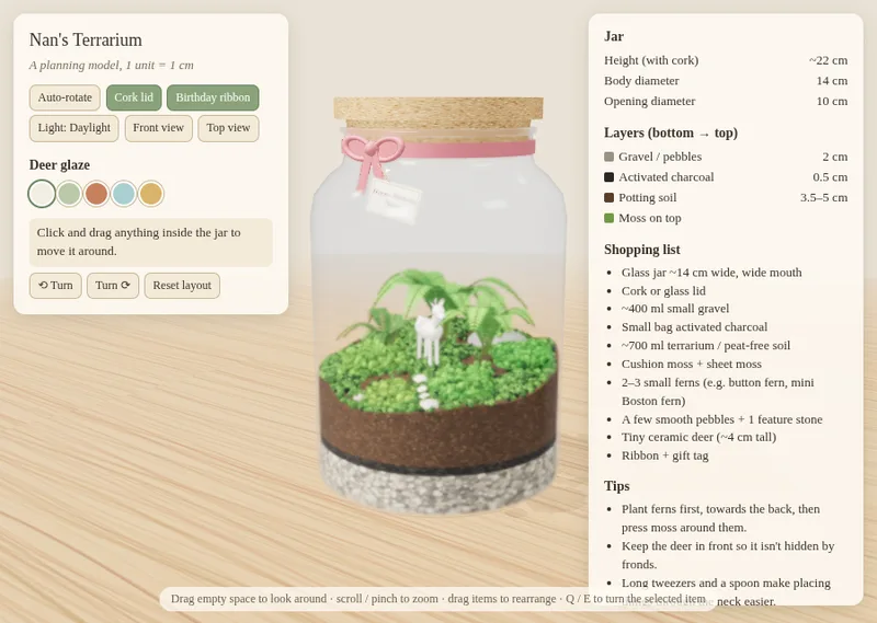 Claude Opus 5.5: a 3D jar you can look around; the best of the four (our read)