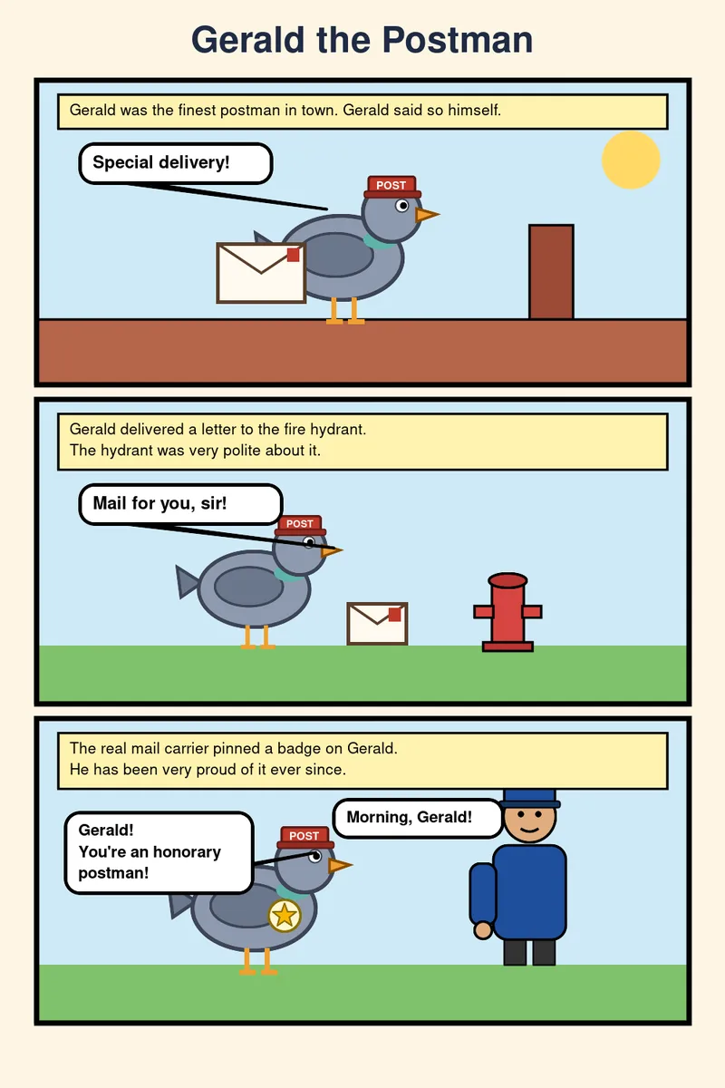 Claude Haiku 5.5: a simple three-panel comic it drew itself