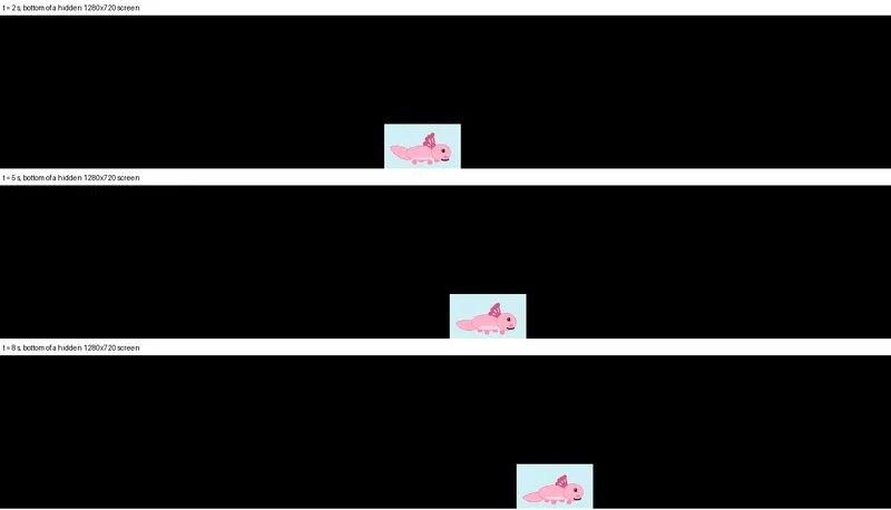 Claude Sonnet 5.5: an axolotl that walks along the bottom of the screen and naps (one Python file)